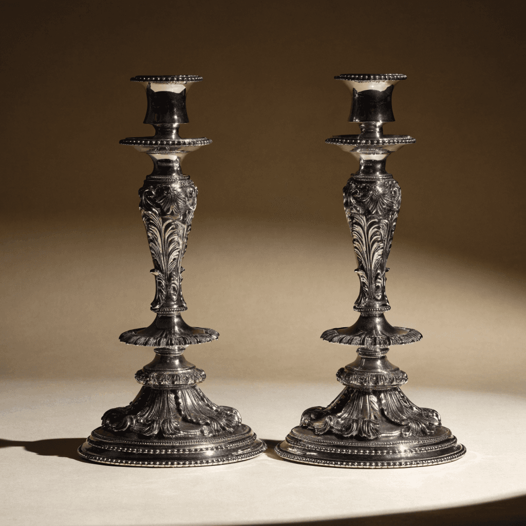 Paire de chandeliers en argent