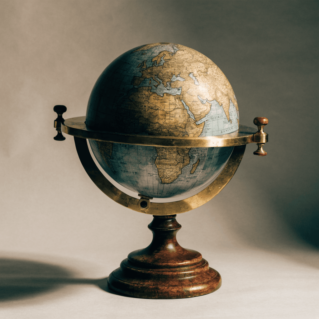 Globe terrestre ancien sur pied