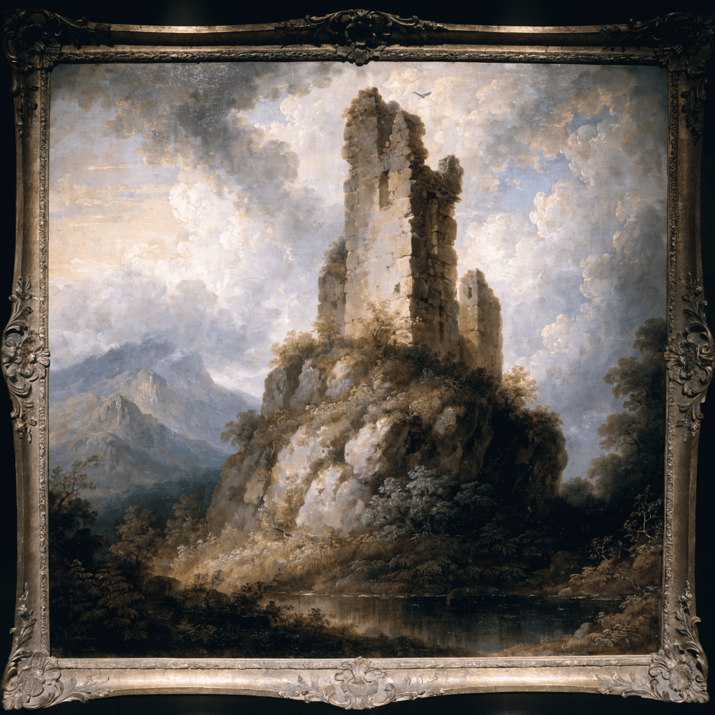 Paysage romantique huile sur toile