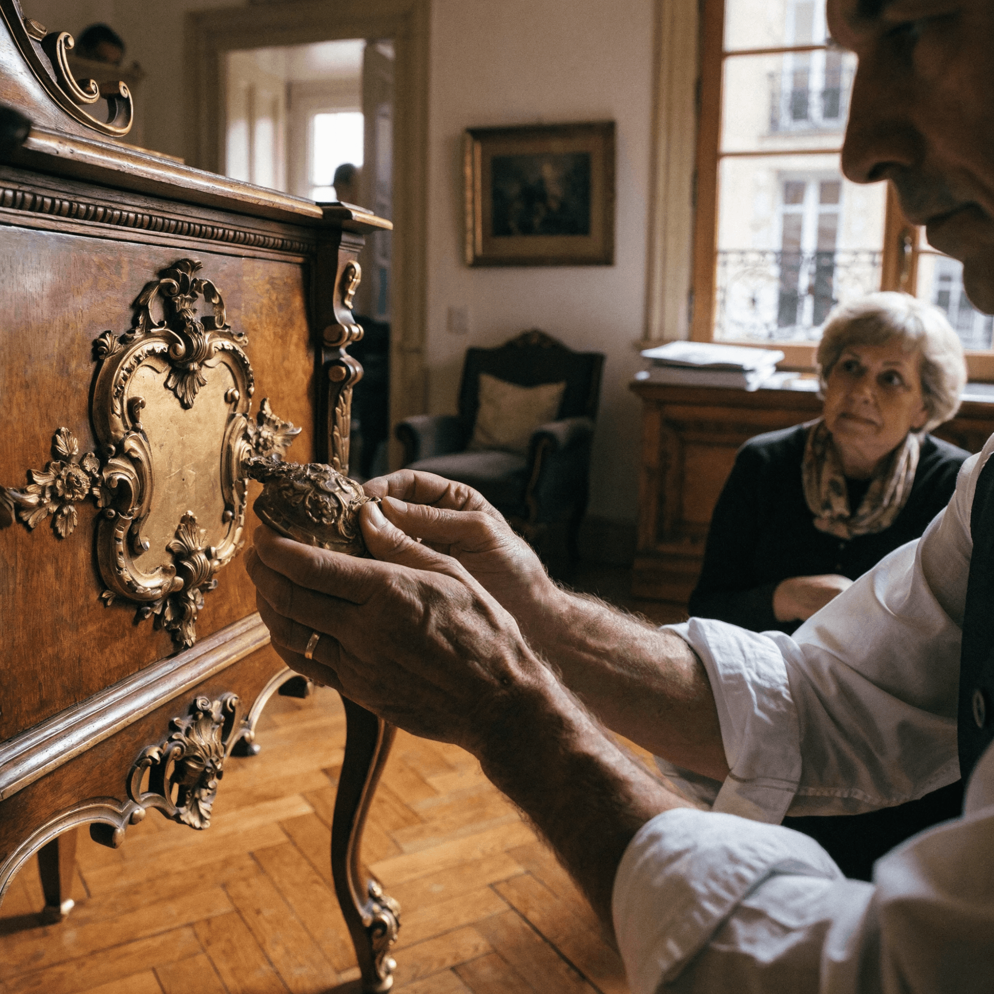 Examen d'un meuble ancien à domicile